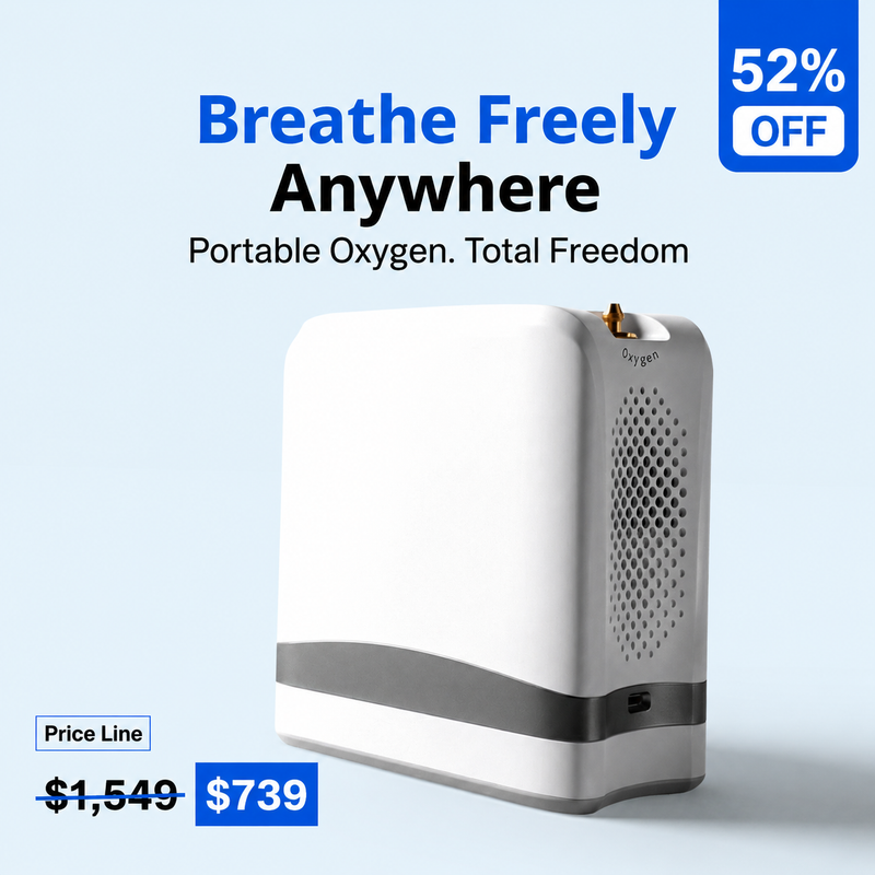 1–7L/Min Smart Portable Oxygen Concentrator | Adjustable Continuous Flow | 90–94% Oxygen Purity