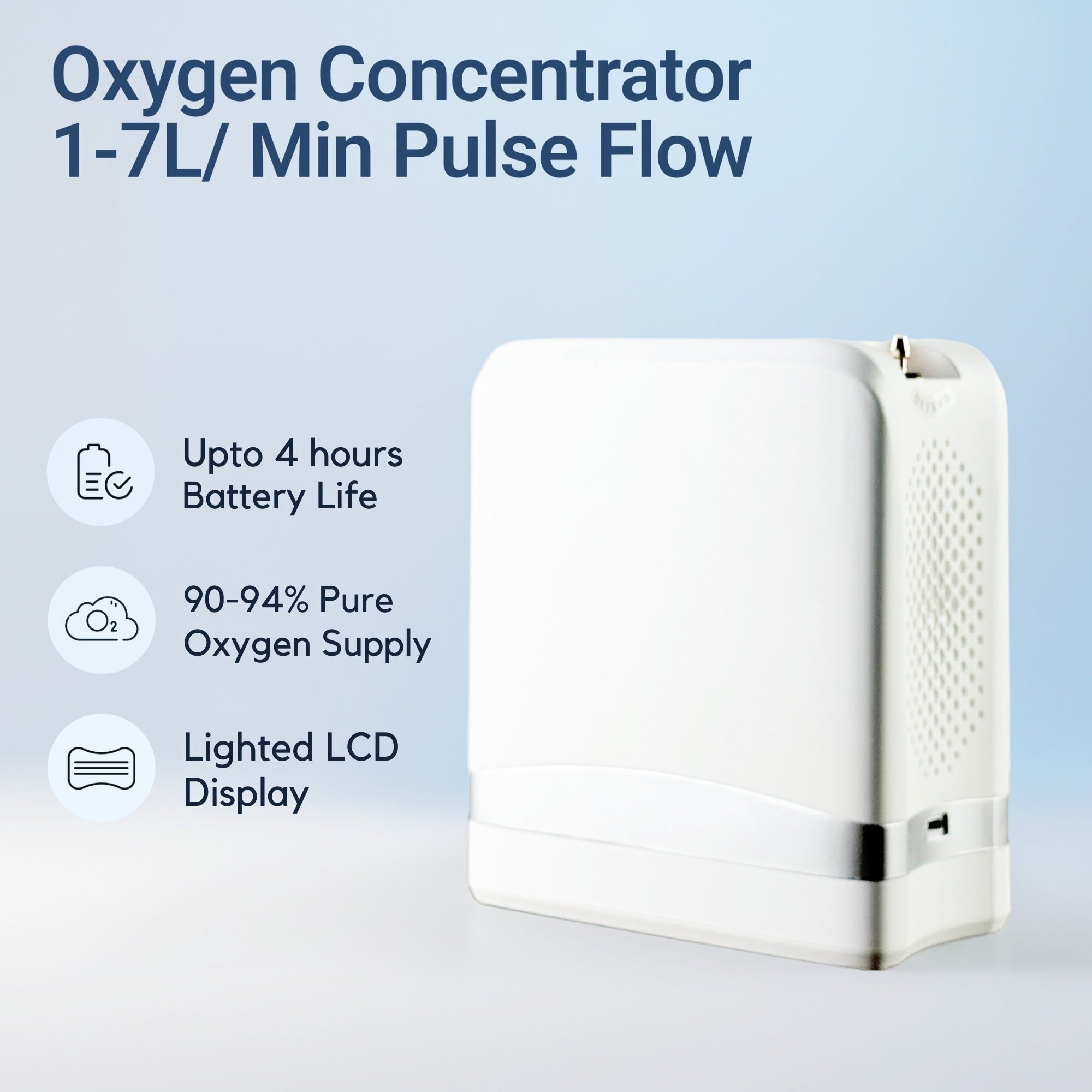 1-7L/Min Smart Portable Oxygen Concentrator |  Adjustable Flow, Tank-Free, 94% Oxygen Purity