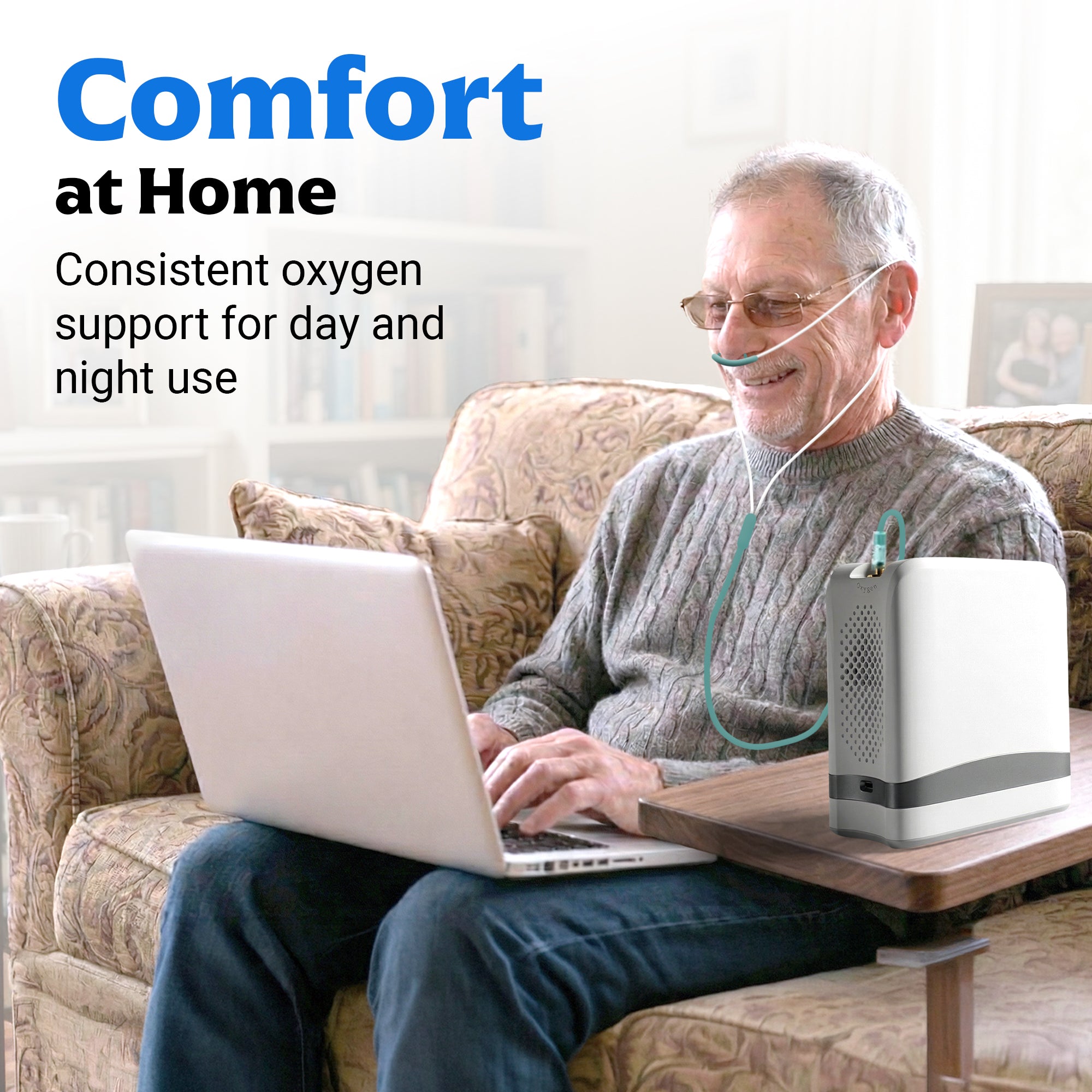 1–7L/Min Smart Portable Oxygen Concentrator | Adjustable Continuous Flow | 90–94% Oxygen Purity