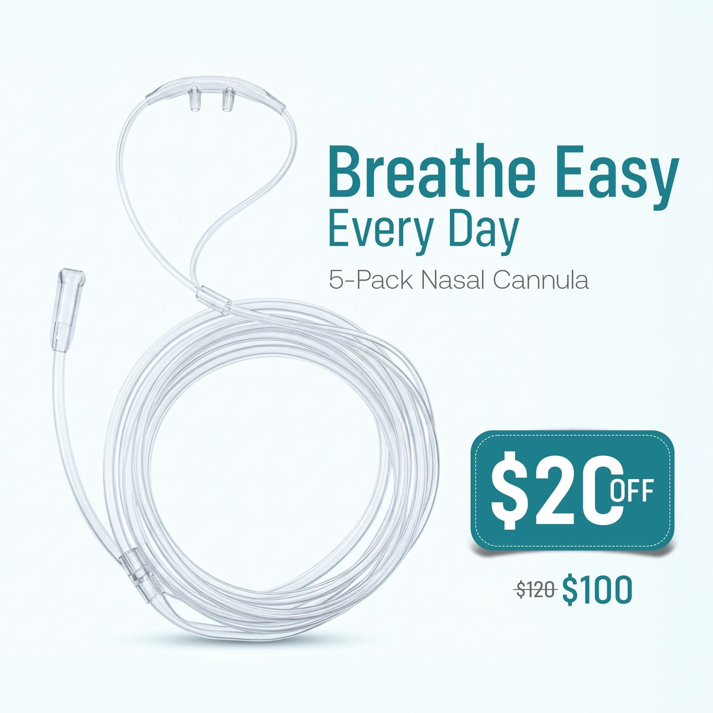 5-Pack Nasal Cannula for 1-3L/Min Portable Oxygen Concentrator