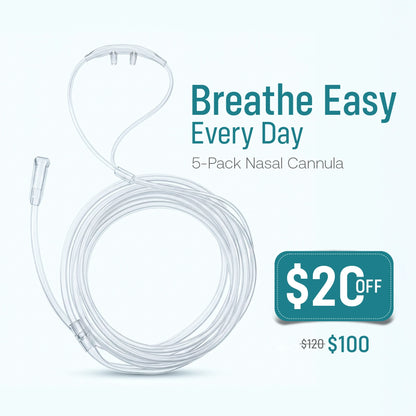 5-Pack Nasal Cannula for 1-3L/Min Portable Oxygen Concentrator