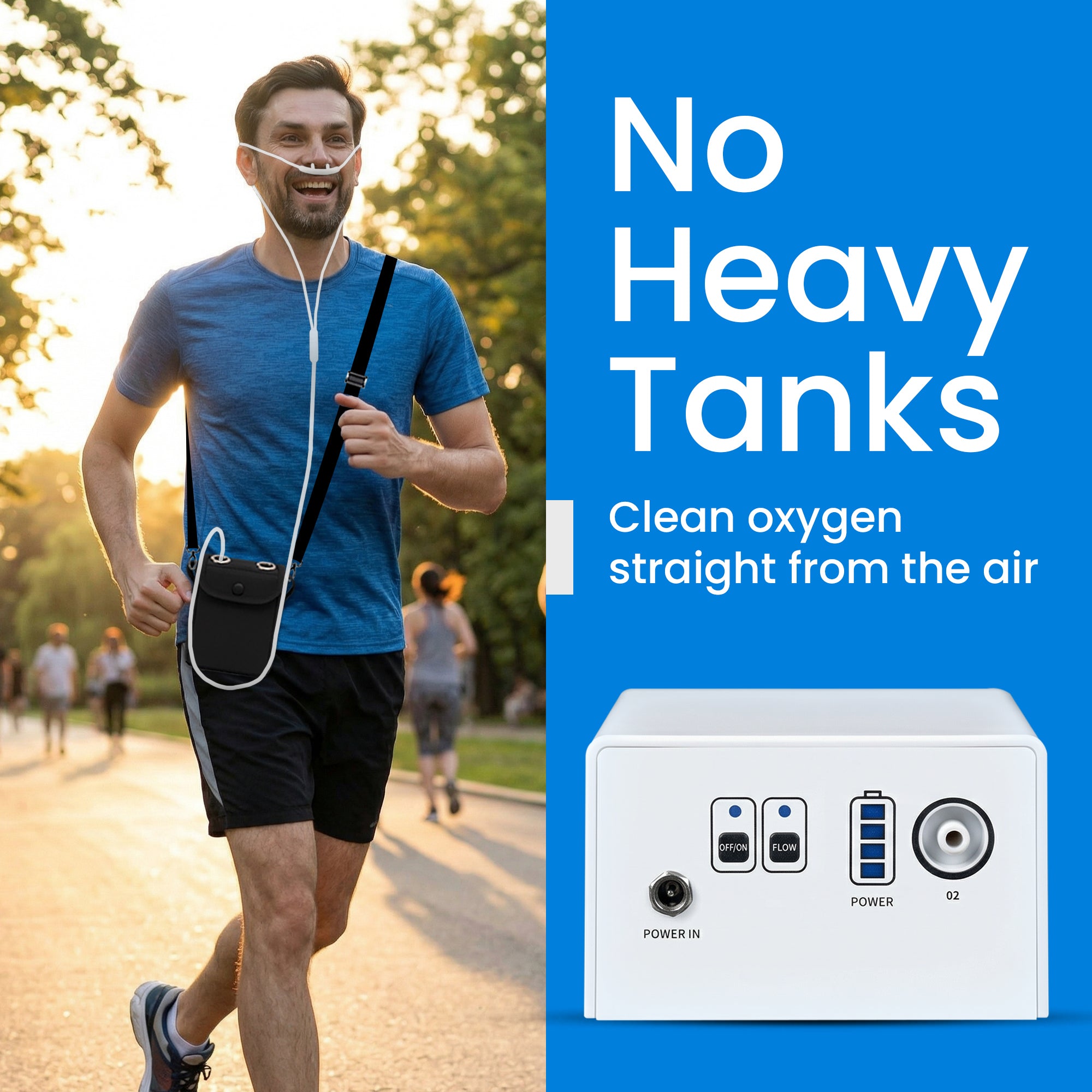 1-3L/Min Portable Oxygen Concentrator for Hiking, Trekking & Traveling - Only 1.1 Pounds, No Refills, Easy Flow